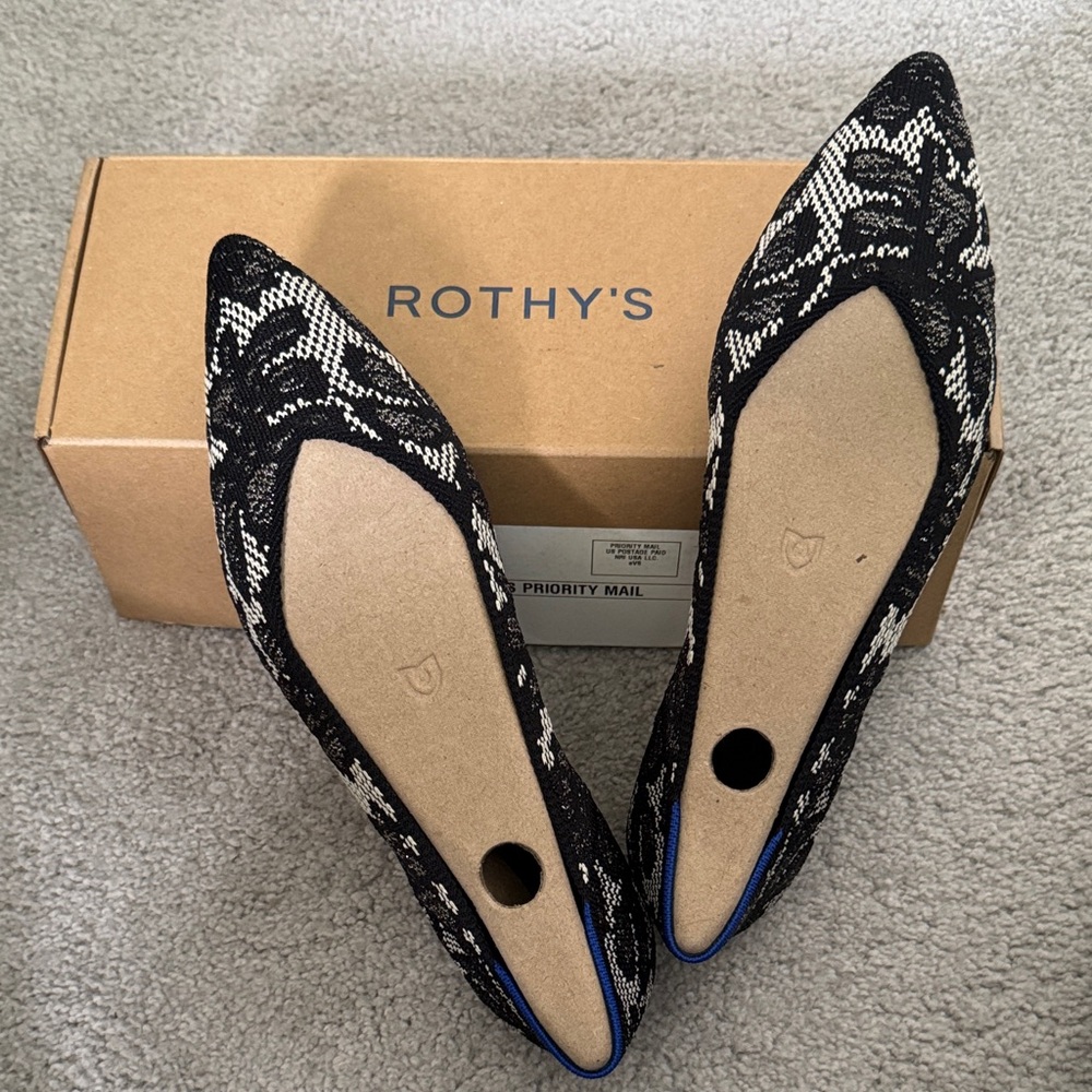 Rothy's Black and White Patterned Loafers